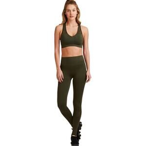 Alala Essential Seamless Tight Leggings Ribbed and Perforated Size S Army Green